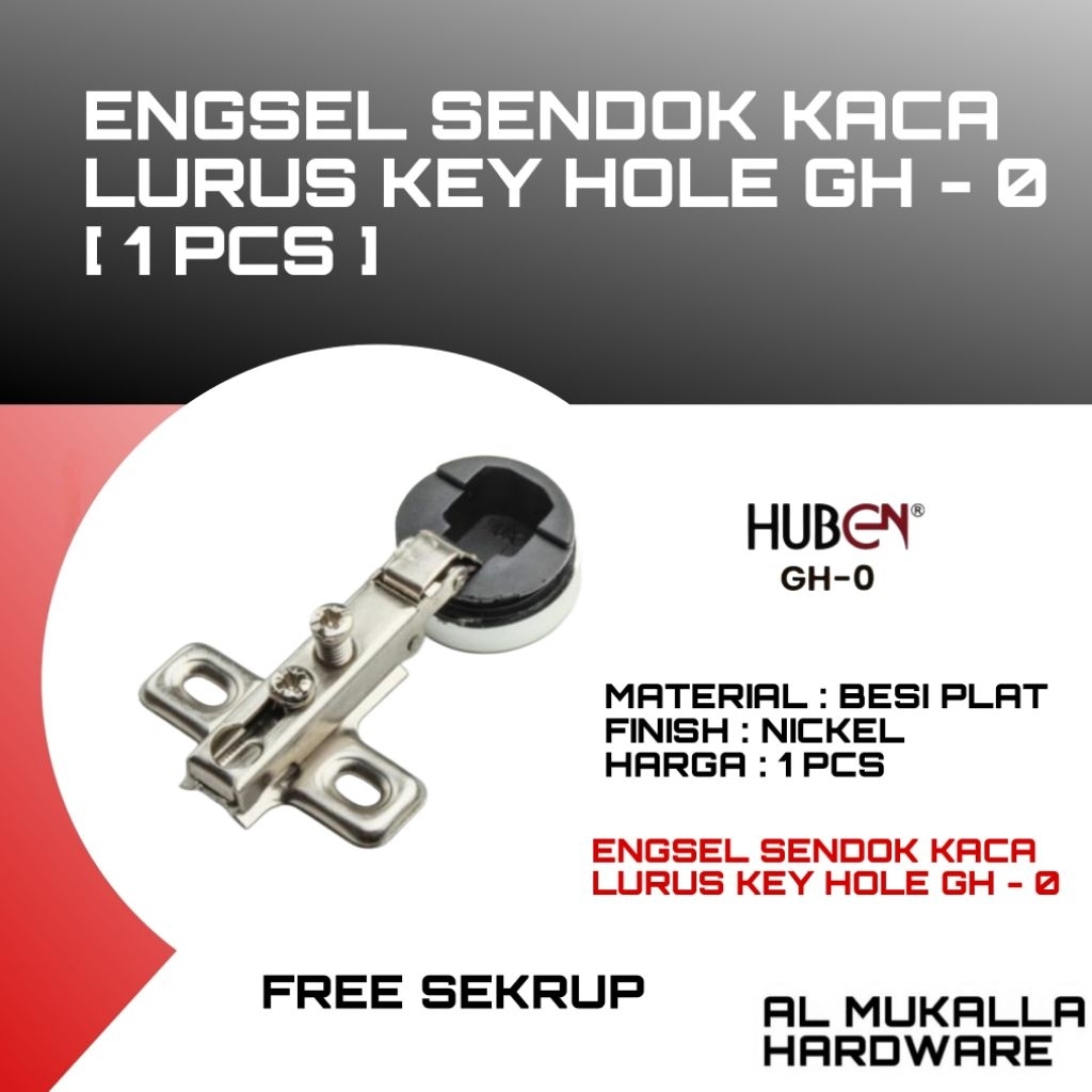 [ 1 Pcs ] Engsel Sendok Kaca Lurus Huben GH - 0 | Engsel Sendok Lurus Pintu Lemari Kaca 1 Set