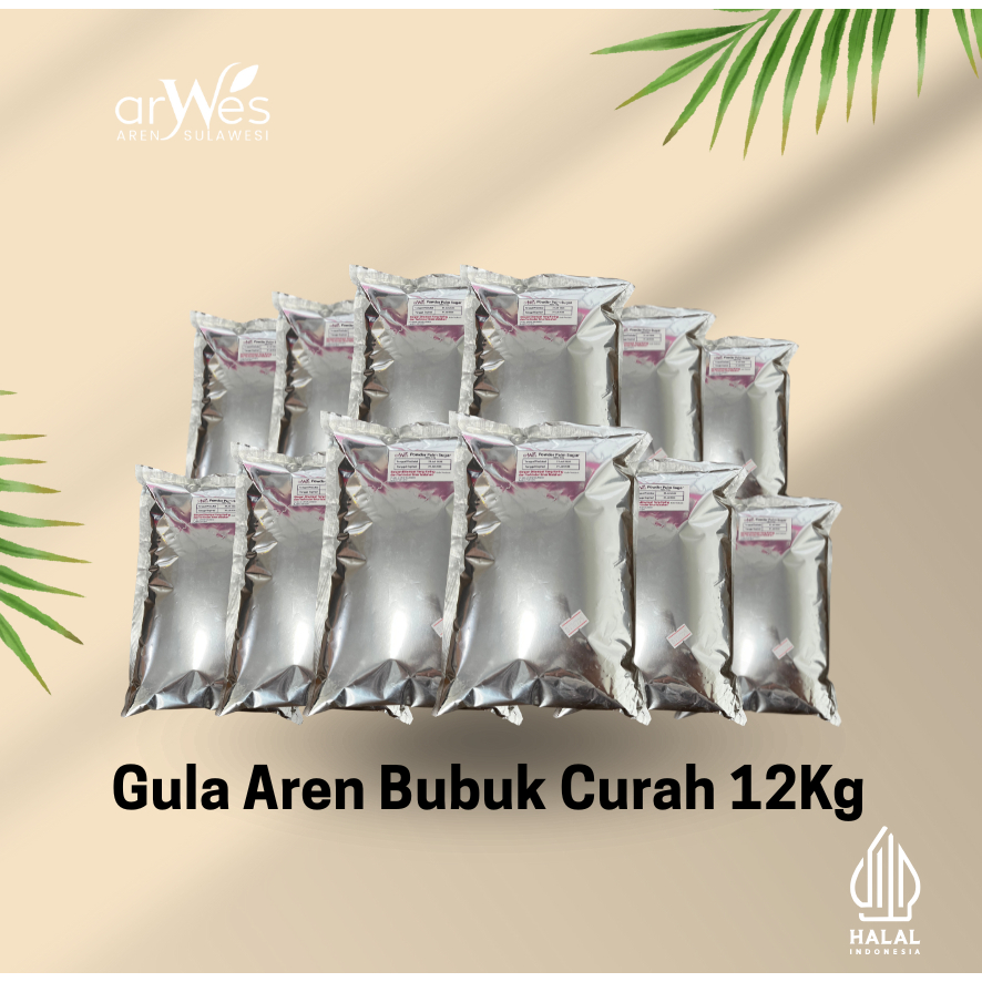 

Paket gula aren bubuk curah 12 kg/ Aren bubuk/ Gula aren asli 100%/ Brown sugar