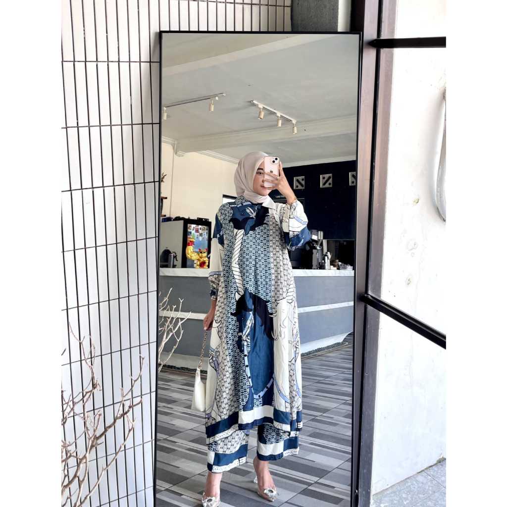 Citra Pakis Fashion - New Duma Set Tunik Viral Wanita Bahan Adem Rayon Diamond Setelan Wanita Motif 
