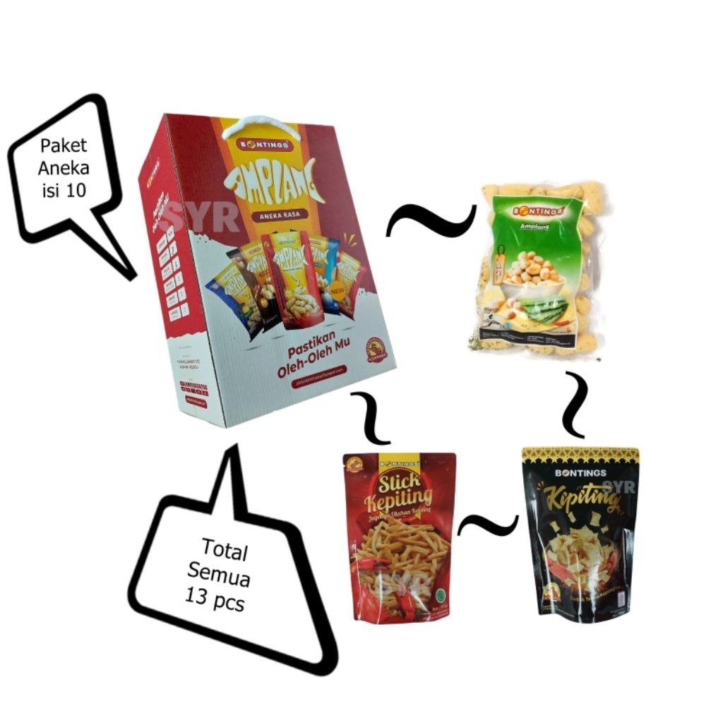 

Cemilan oleh-oleh bontings bundling amplang aneka rasa & snack kepiting [paket]