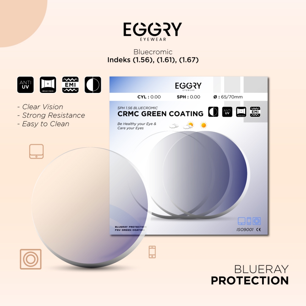 Eggry Eyewear Lensa ABR PGX/Anti Radiasi+Anti Blueray+Photocromic/Minus/Plus/156/161/167 R004