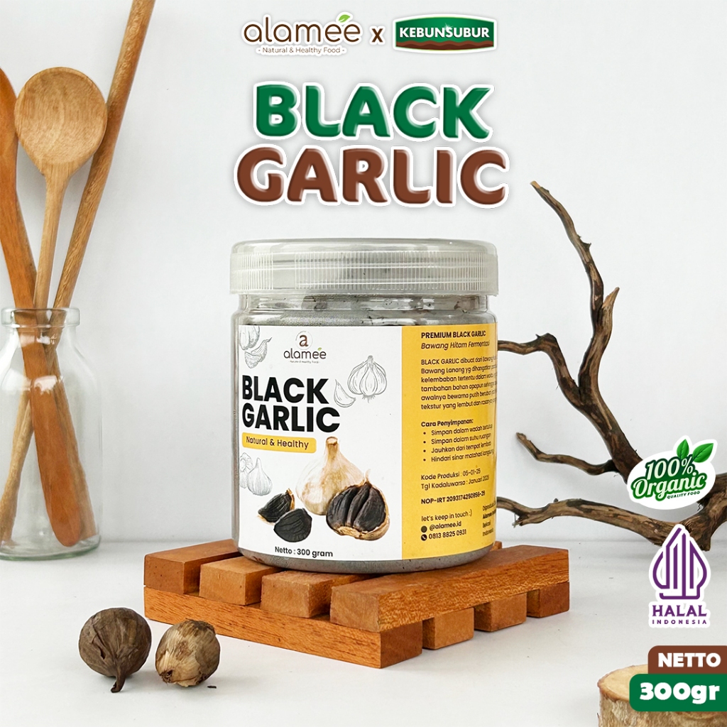 

ALAMEE Bawang Lanang Black Garlic Hitam Tunggal Premium 300gr Kebunsubur