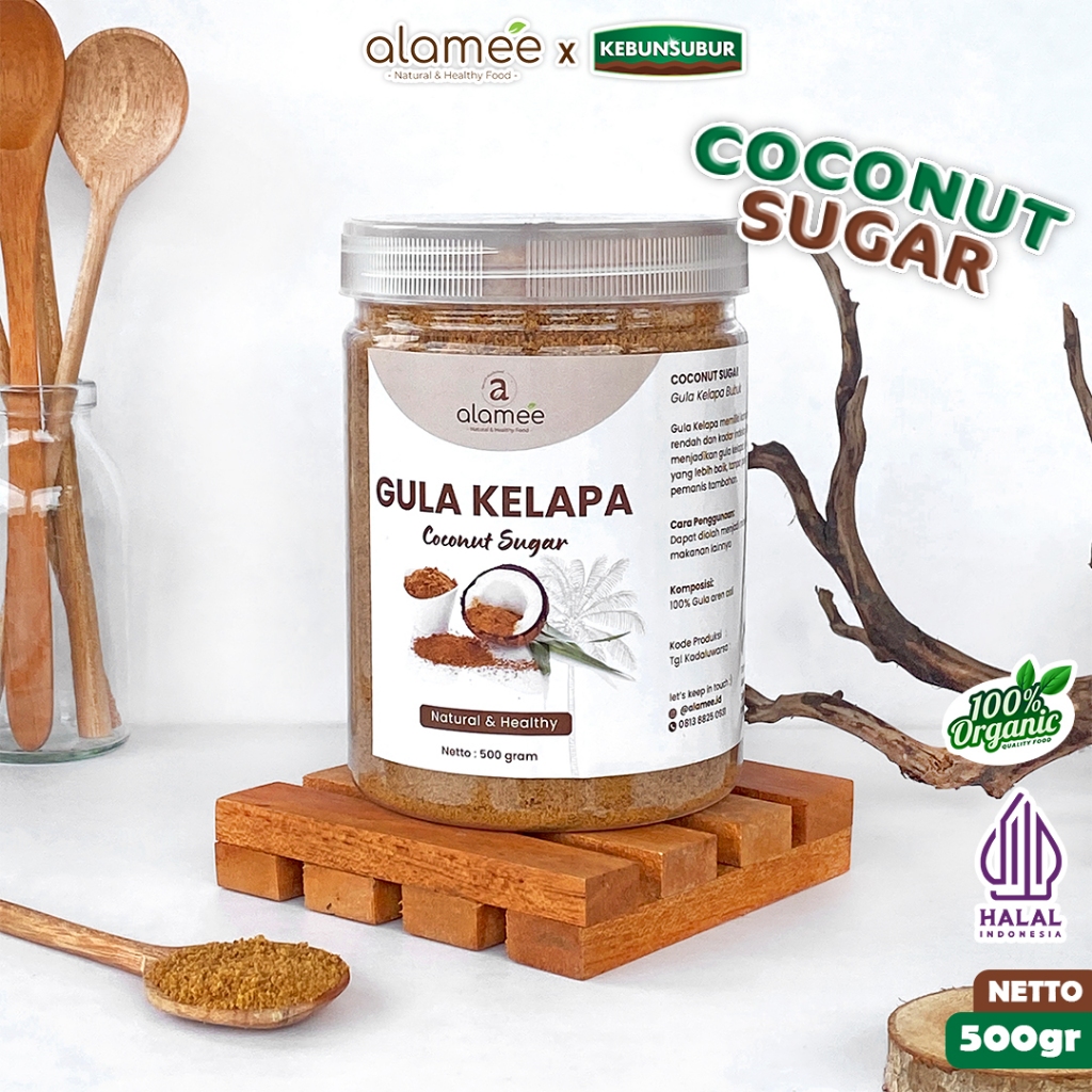 

ALAMEE Gula Kelapa Coconut Sugar Premium Organik Asli Bubuk Powder Natural Organic 500gr Kebunsubur