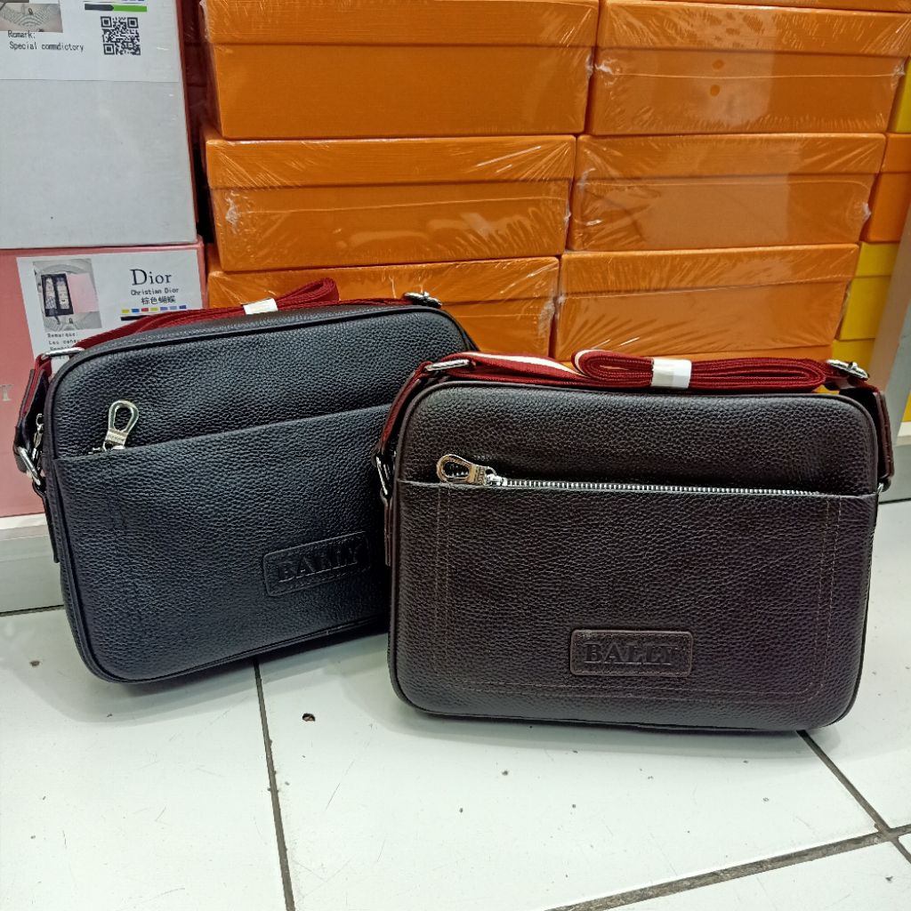 Tas selempang kulit Bally crossbody bag pria kulit