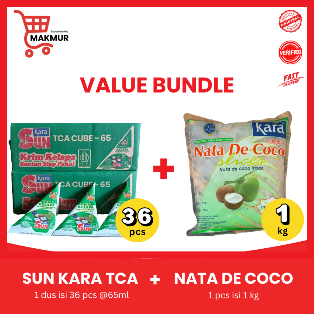 

[VALUE BUNDLE] SUN KARA Santan Kelapa 1 DUS isi 36 pcs @65ml + Nata De Coco 1 KG [GROSIR] Tkmakmur24