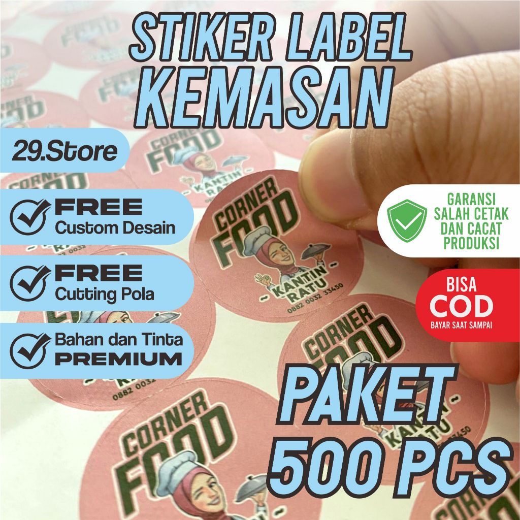 

(500pcs) STIKER KEMASAN MAKANAN MINUMAN LABEL KEMASAN UMKM STIKER BOX GELAS PLASTIK PACKAGING