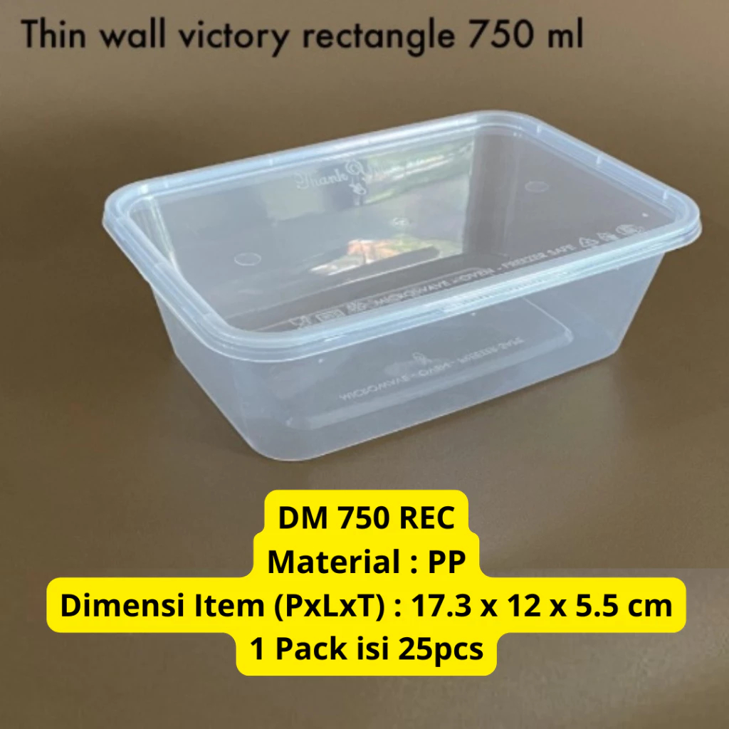 [25PCS]  Thinwall Persegi Panjang 750ml Thinwall Rectangle Tempat Kue Snack Food Container