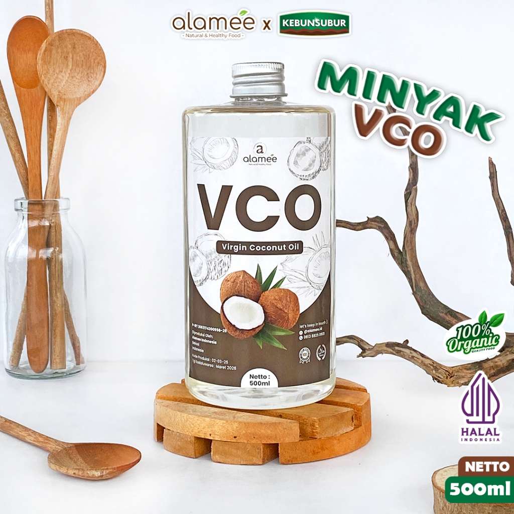 

ALAMEE Minyak Kelapa Murni Extra Virgin Coconut Oil VCO Asli Dapat Diminum Organik Masak Minum 500ml Kebunsubur
