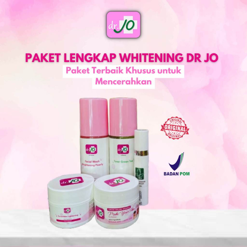 PROMO DR JO PAKET WHITENING LENGKAP FREE POUCH | KLINIK DR.JO SKINCARE - BPOM - AMAN - HALAL ORIGINA