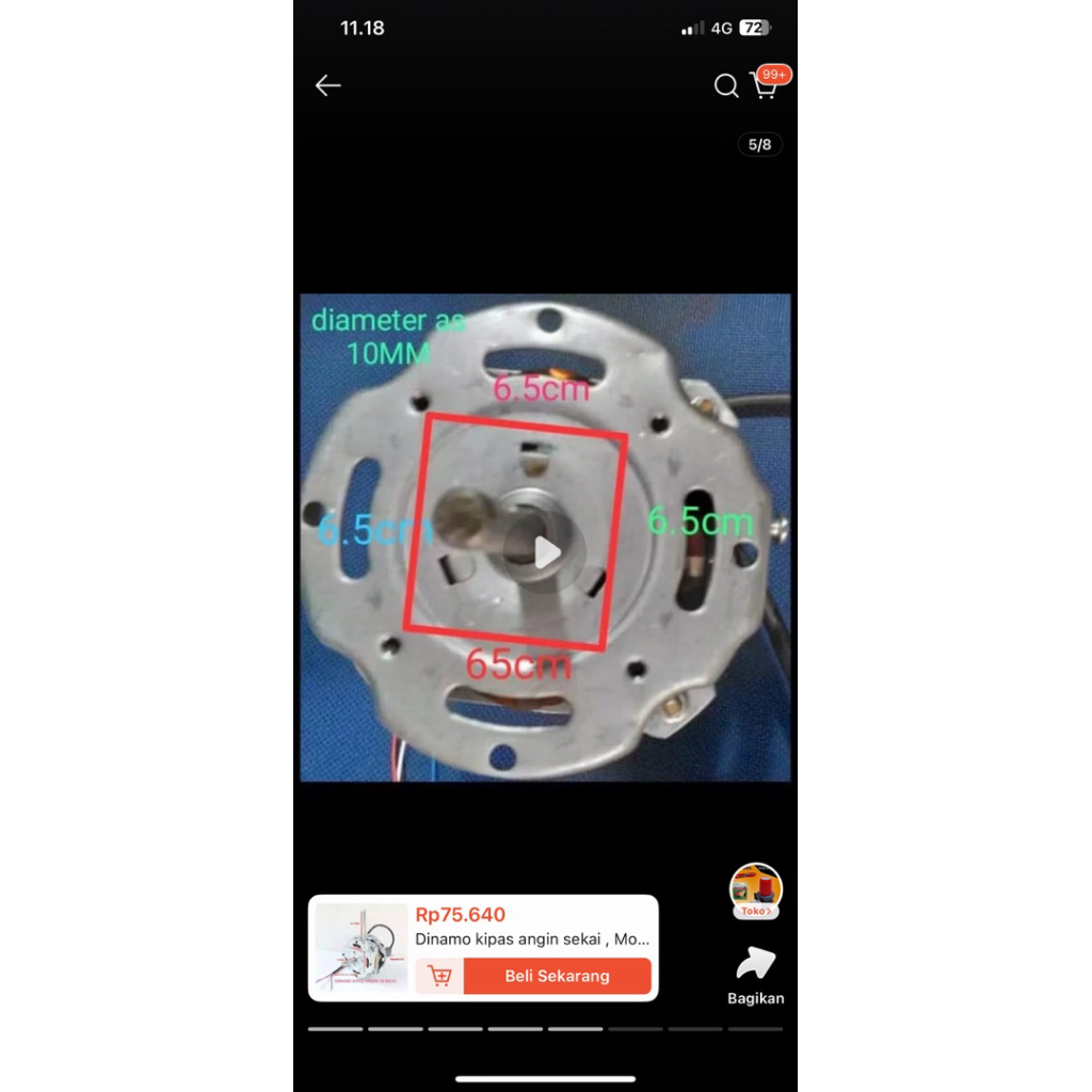 DINAMO KIPAS SEKAI 18IN AS 10MM BALING BALING BESI BODI BESAR tanpa kaki Dinamo kipas angin sekai , 