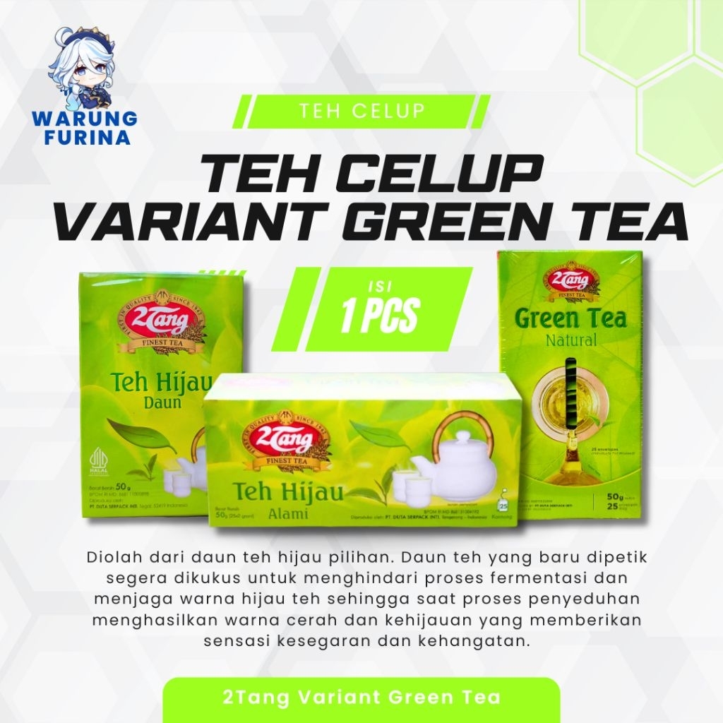 

Teh Celup 2Tang Varian Green Tea | Green Tea | Green Tea Amplop | Green Tea Leaf - Teh Hijau untuk Diet