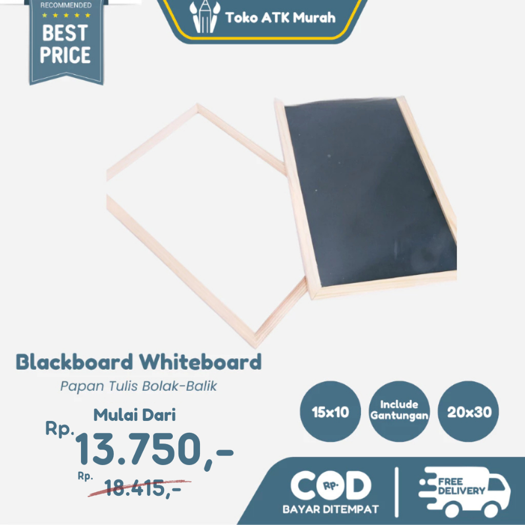 

Mini Blackboard + Whiteboard 20 x 30 cm 2 Muka / 15 x 10 cm 2 Muka - Premium Papan Tulis