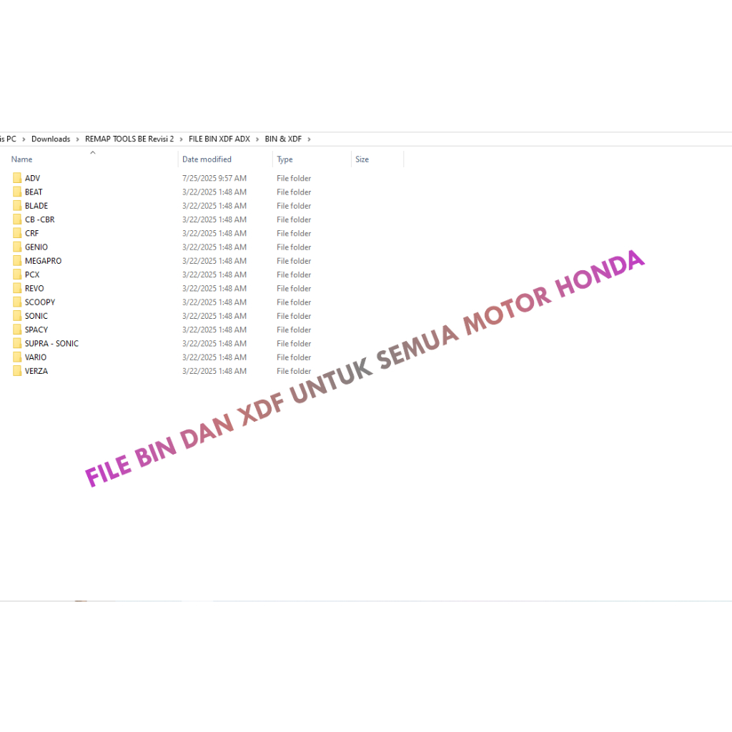FILE BIN DAN XDF UNTUK SEMUA MOTOR HONDA TOTAL 971 FILE TERMASUK FILE ORI/STANDAR PLUS EDITAN