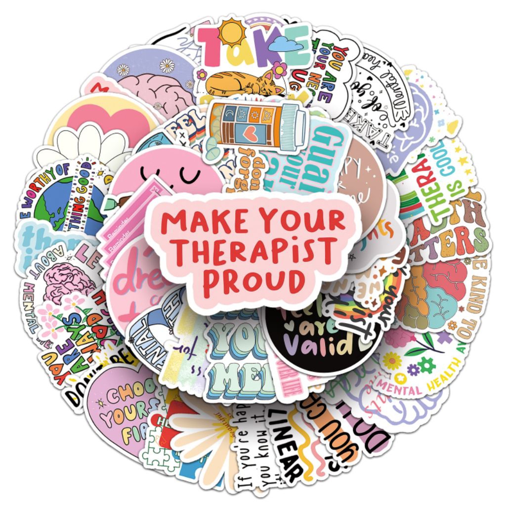 

[50 Pcs] DECO STICKER | STICKER DIY | JURNAL AESTHETIC kesehatan mental kalimat energi positif frasa bahasa Inggris yang inspiratif stiker buku catatan dekoratif