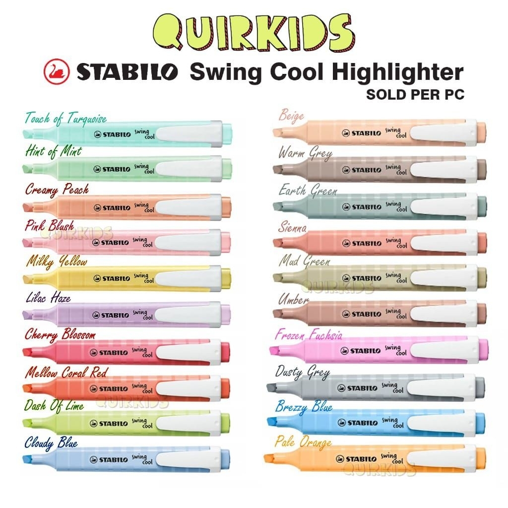 

STABILO SWING COOL ORIGINAL NEON PASTEL NATURE HIGHLIGHTER PENANDA PEWARNA KATA BENTUK PEN