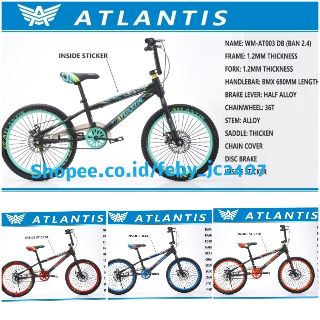 Sepeda BMX 20 INCH ban Jumbo Jetforce 3.0 Bmx 20 Inch ban normal  Atlantis Garpu Oversized
