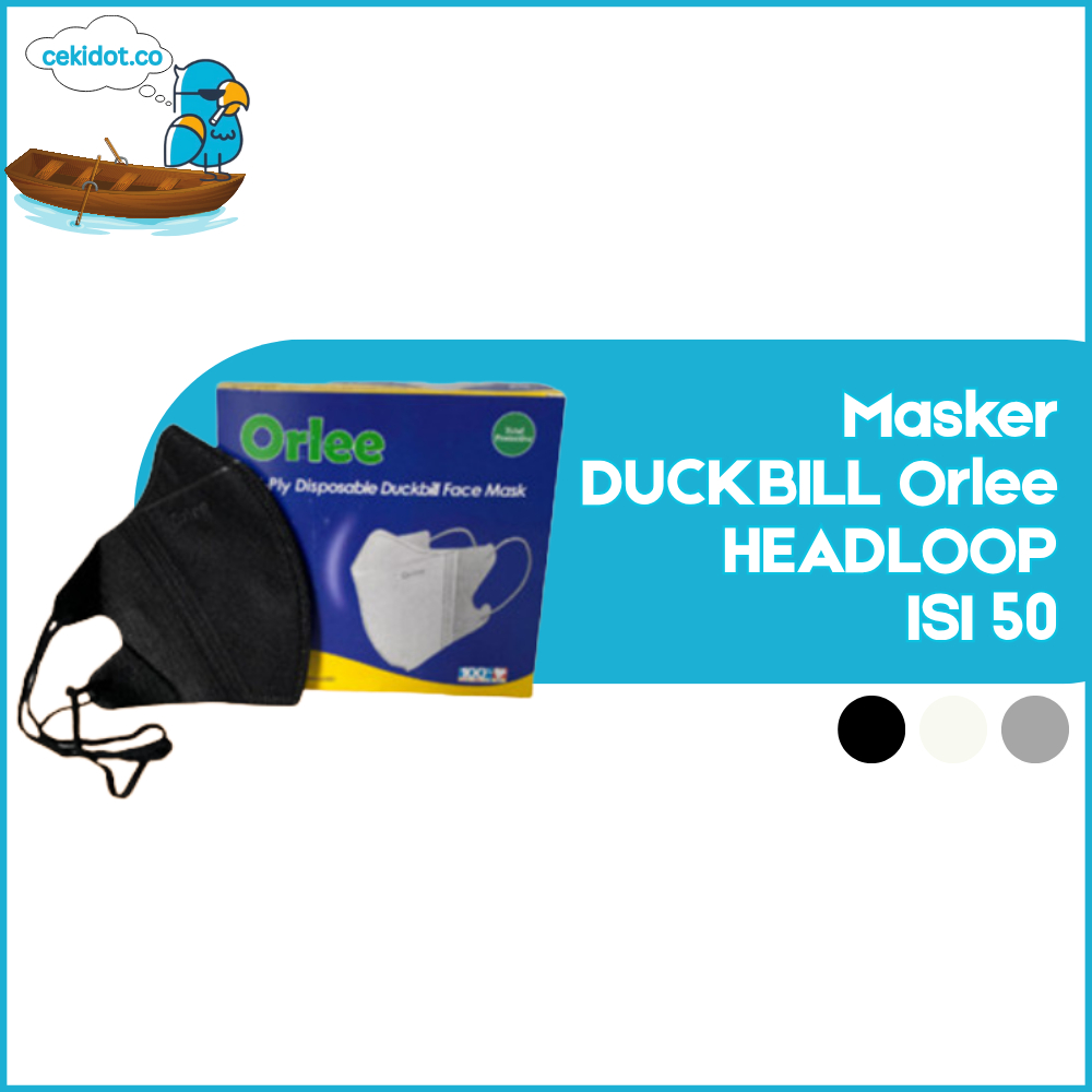 Cekidot 1BOX (50 PCS) Masker DUCKBILL Orlee HEADLOOP ISI 50 ORIGINAL 3PLY HIJAB S3627