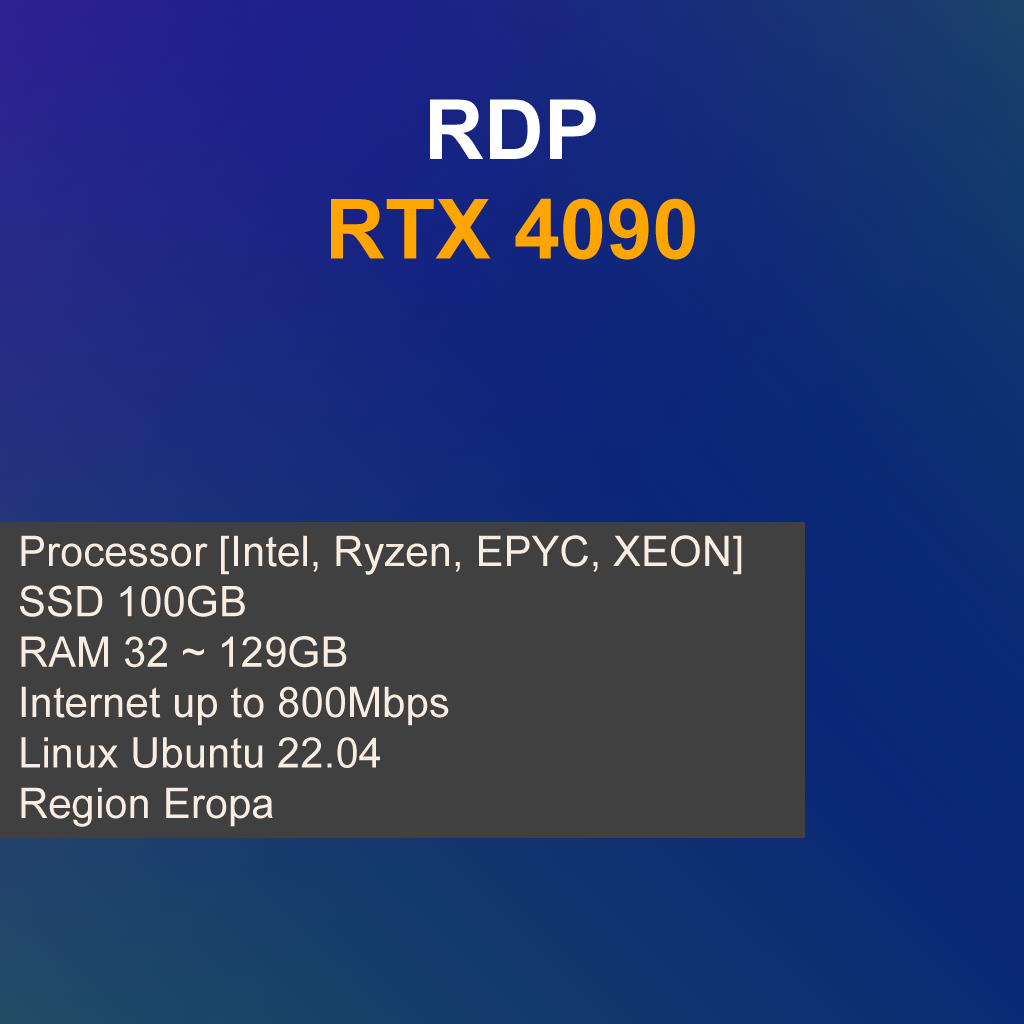 RDP GPU Nvidia RTX 4090 Harian Ubuntu