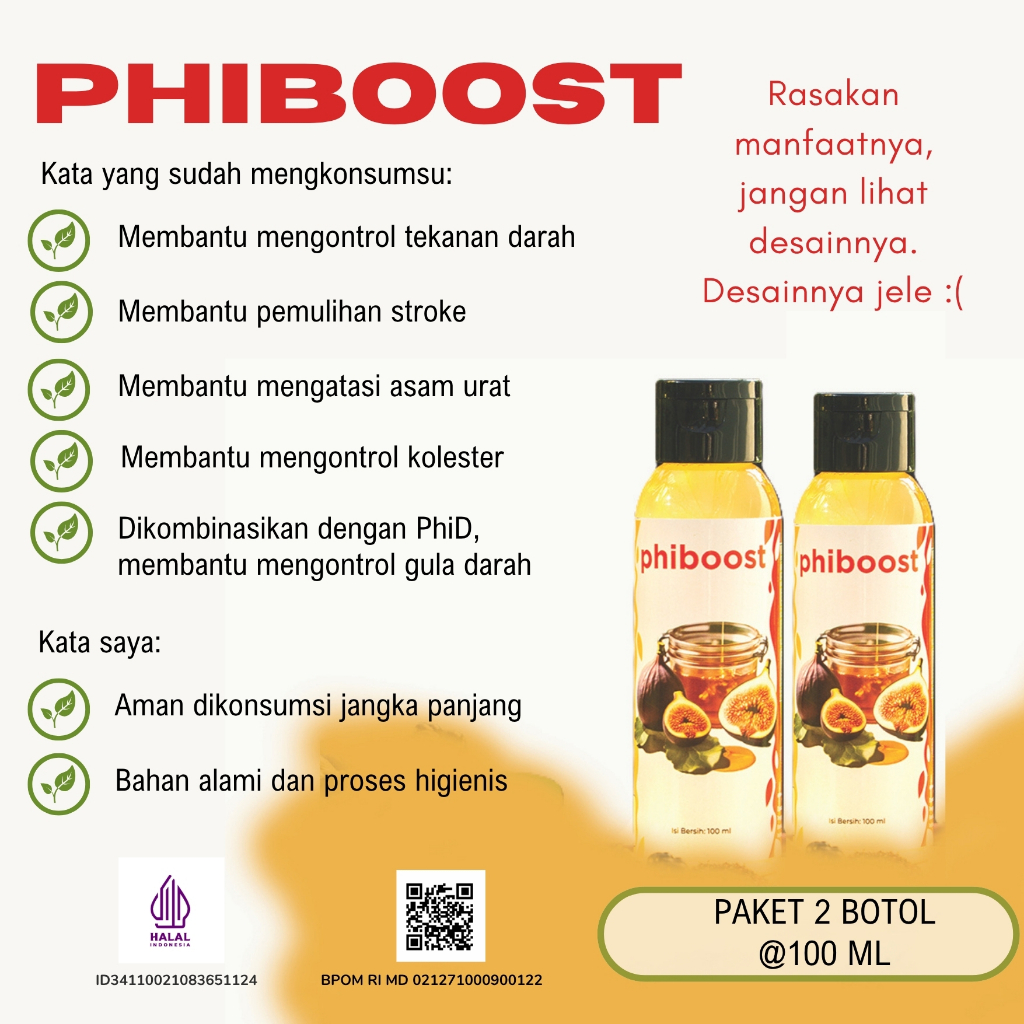 

PHIBOOST Ekstrak Herba Cair 100 ml - Paket 2 Botol - untuk membantu mengontrol tekanan darah, kolesterol dan pemulihan stroke