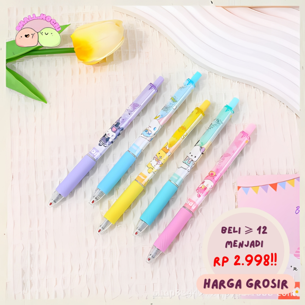 

1 Pcs Pena Tinta Hitam Motif Labubu Capybara Pony Sanrio Best Seller AT42