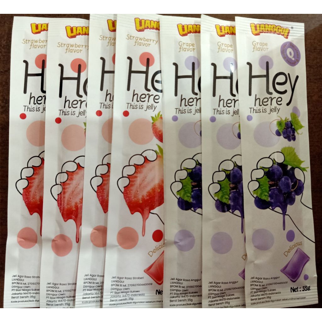 

Hey Jelly Jeli Agar-agar mix fruit (Stroberi, Blueberi dan Anggur) 1050gr