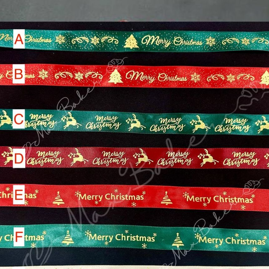 

Pita Hampers Satin Natal Per Roll 25 Yard Emboss lebar 2,5 cm