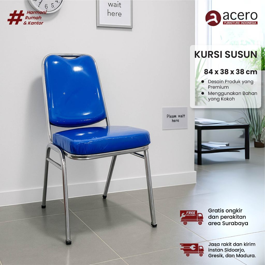 Acero Furniture Kursi Susun Series | Kursi Besi | Bangku Besi Tumpuk Model Futura | Kursi Pesta | Ku