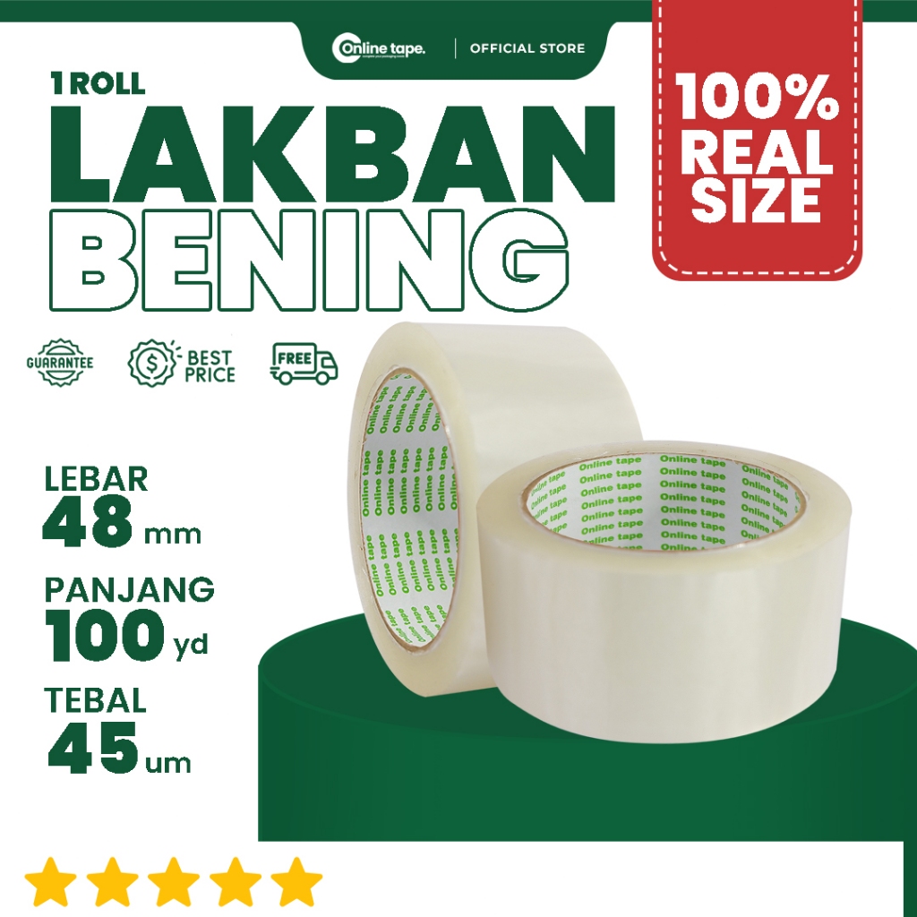 

Lakban Bening 48 MM X 100 Yard PURE UKURAN REAL Tebal Kuat Isolasi solatip perekat kuat tebal