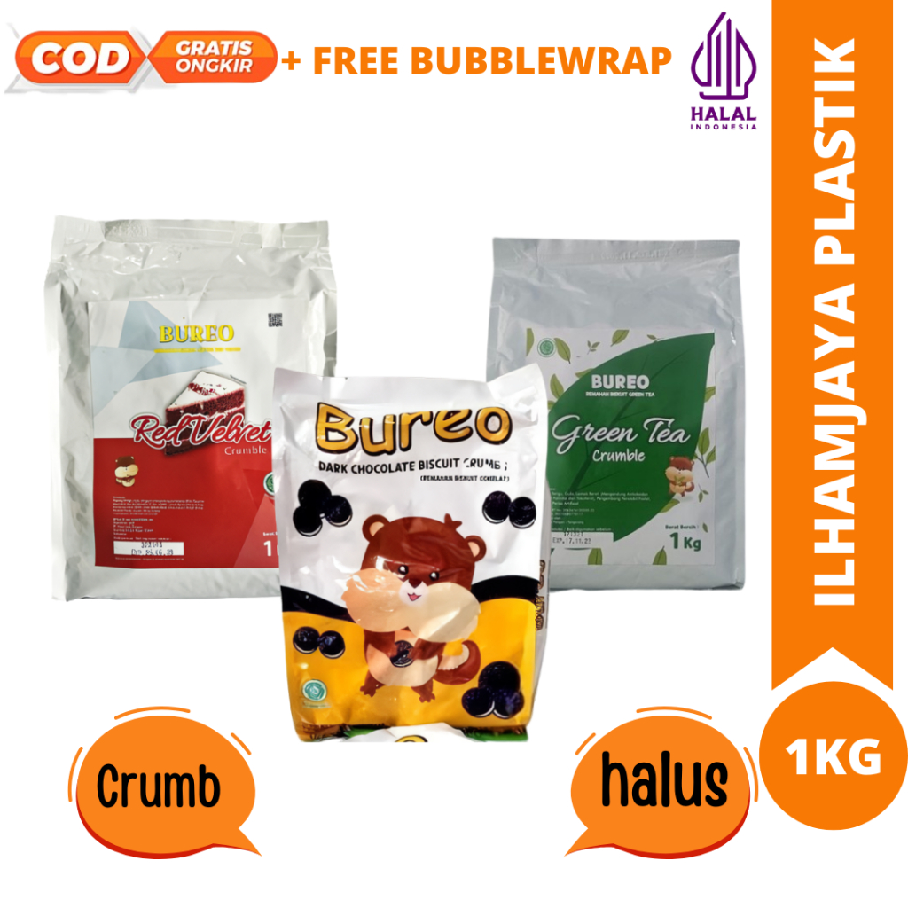 

Bureo Toping 1kg/Bureo Halus 1kg/bureo kasar 1kg /bureo Crumb Bureo Redvelvet 1kg/Greentea
