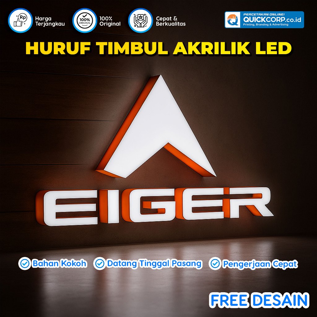 Huruf Timbul Akrilik LED Menyala - Huruf Timbul LED Akrilik Custom - Huruf Akrilik LED untuk Dekoras