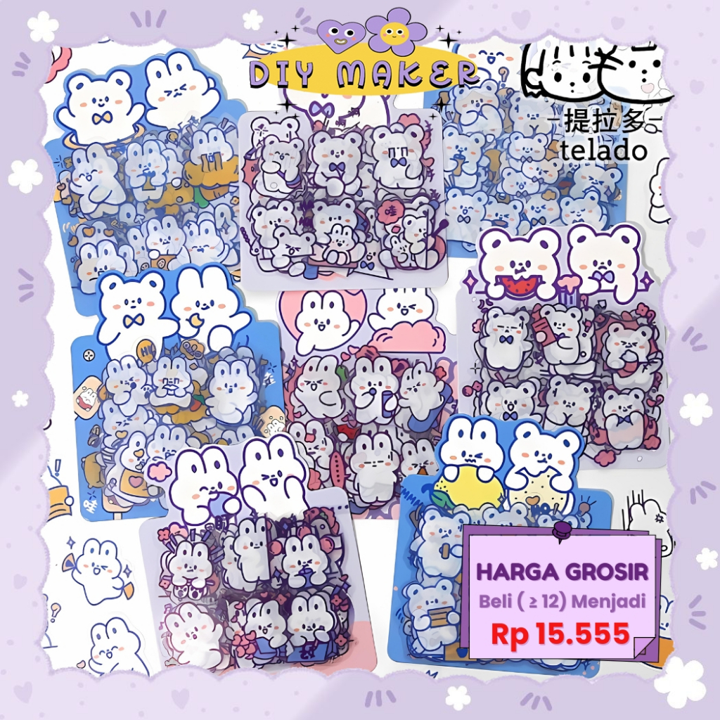

DM Sticker 1 Pack 40pcs Rabbit Tumbr Stiker Binder Diary Book Stiker DIY Dekotarif Edukasi TLD20