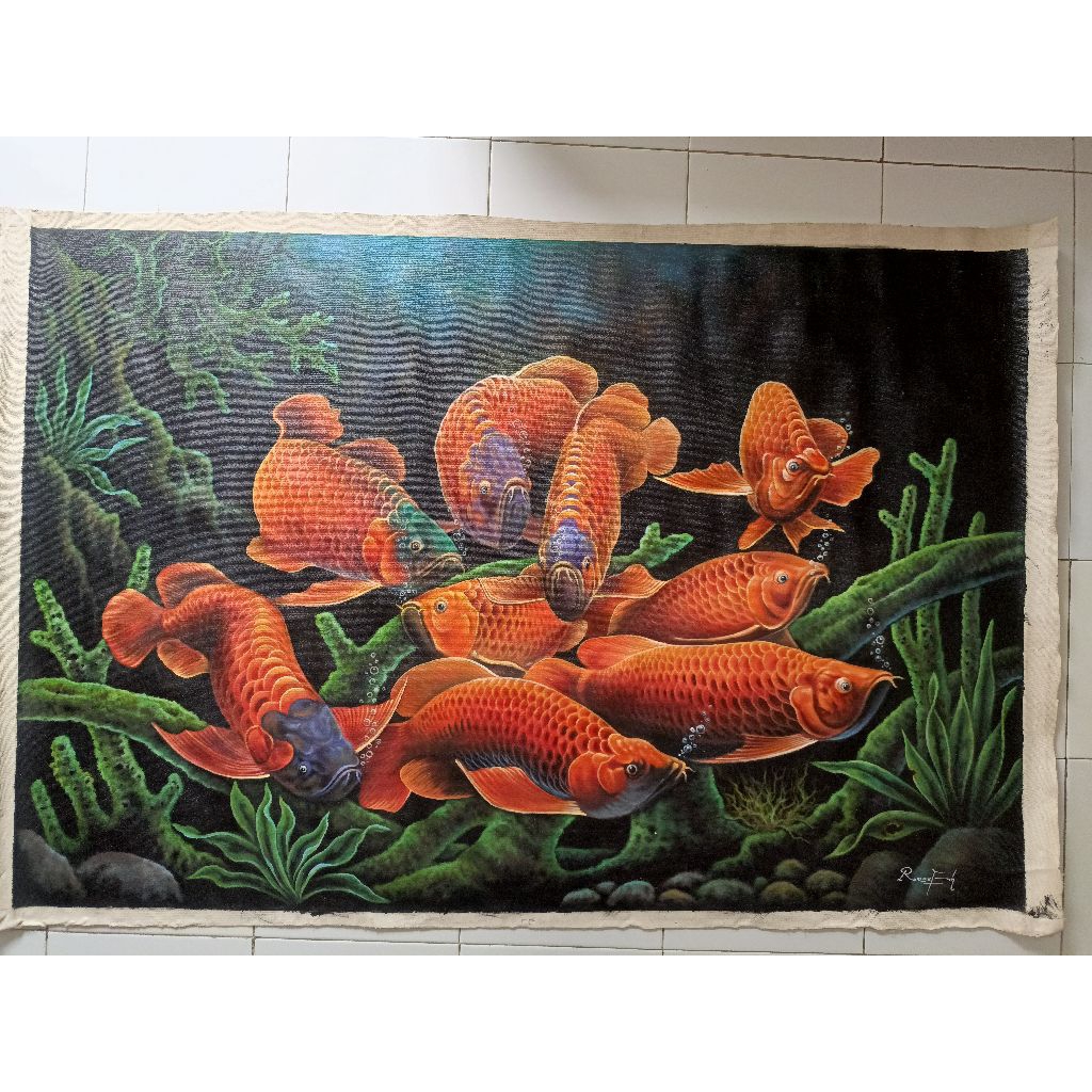 Lukisan ikan arwana super red