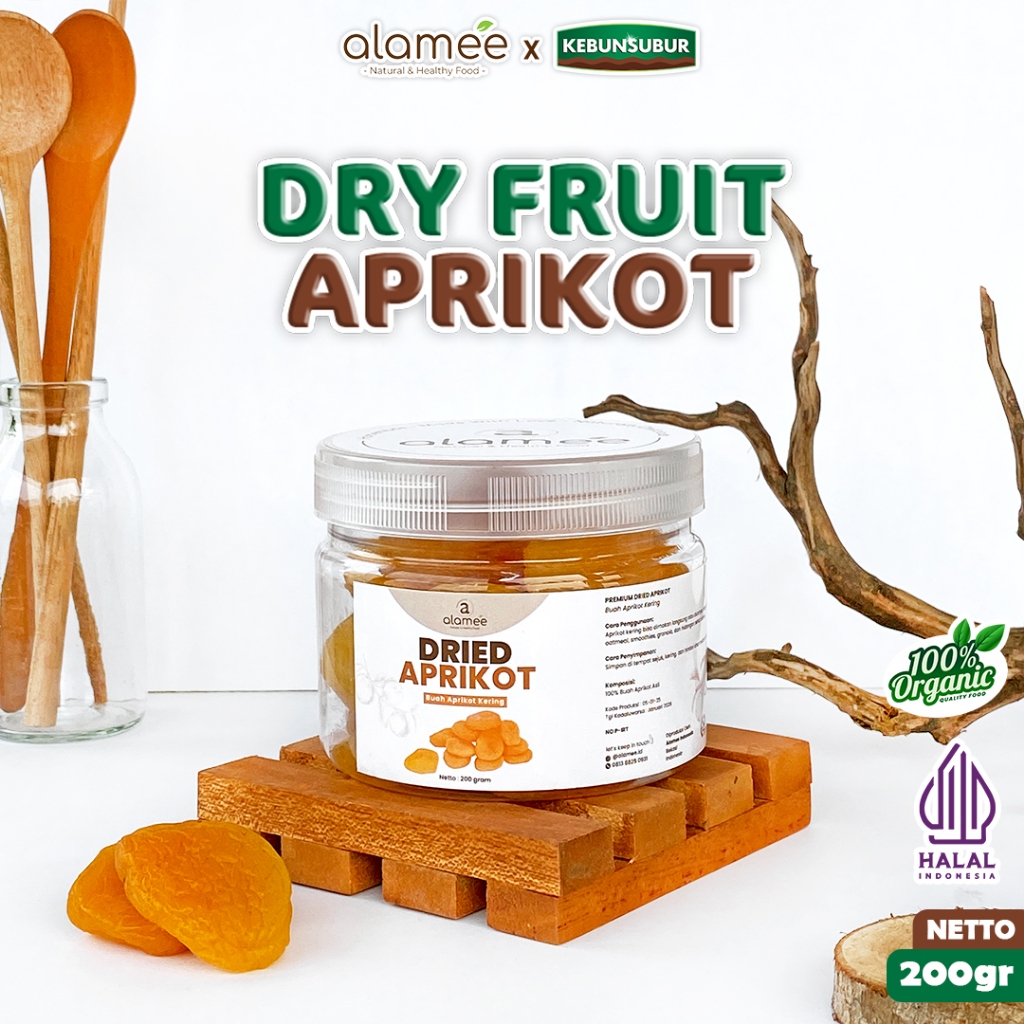 

ALAMEE Dried Apricot Buah Aprikot Kering Dried Fruit Apricots Tanpa Biji Cemilan Buah Sehat 200gr kebunsubur