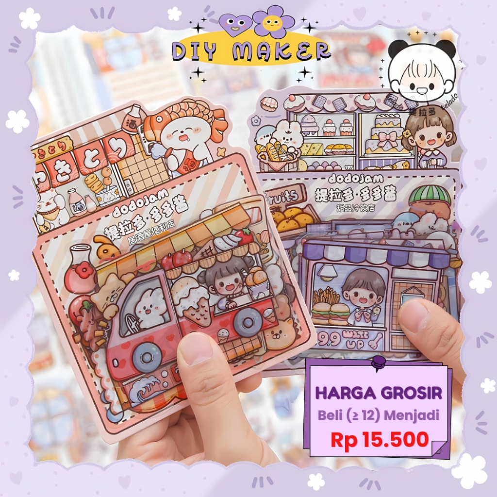 

DM 1 Pack 40 Lembar Stiker Lucu DIY Dekoratif Dodojam Color Dessert Mainan Stiker Tempel Anak TLD59