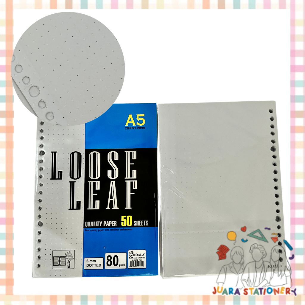 

(2622) Loose Leaf Koala A5 Dot 50 lembar / Refill Binder Isi Loose Leaf Dots Kertas Binder Titik