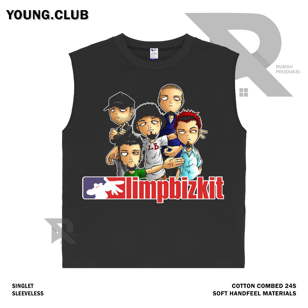 YOUNG.CLUB | KAOS BAJU SINGLET LIMPBIZKIT GRUP BAND | BAND METAL MUSIK ROCK | T-SHIRT SINGLET HITAM 