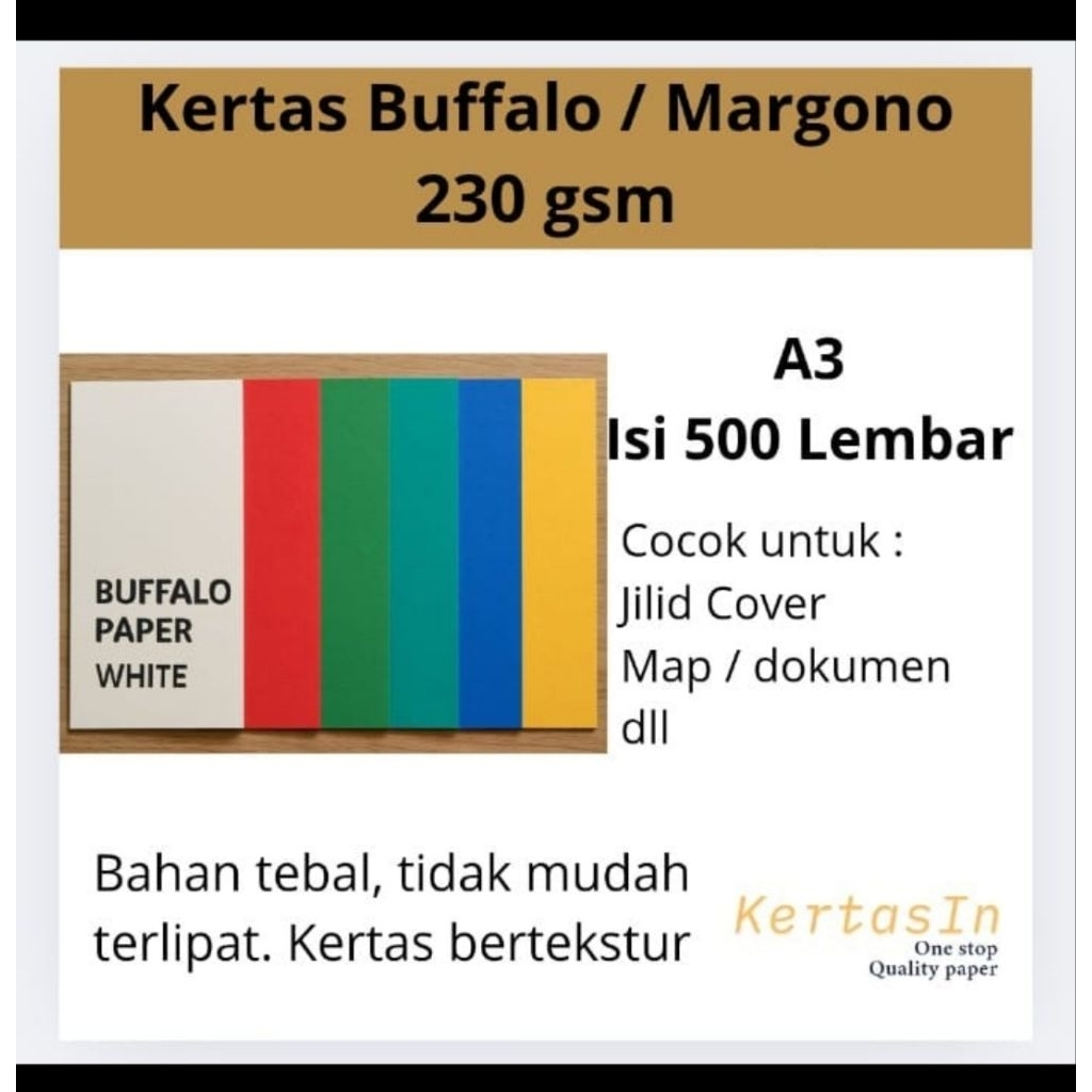 

Kertas Buffalo 230 gsm A3 Isi 500 Lembar | Tebal Tekstur Serat – Cocok Untuk Sertifikat, Map, Cover, Undangan