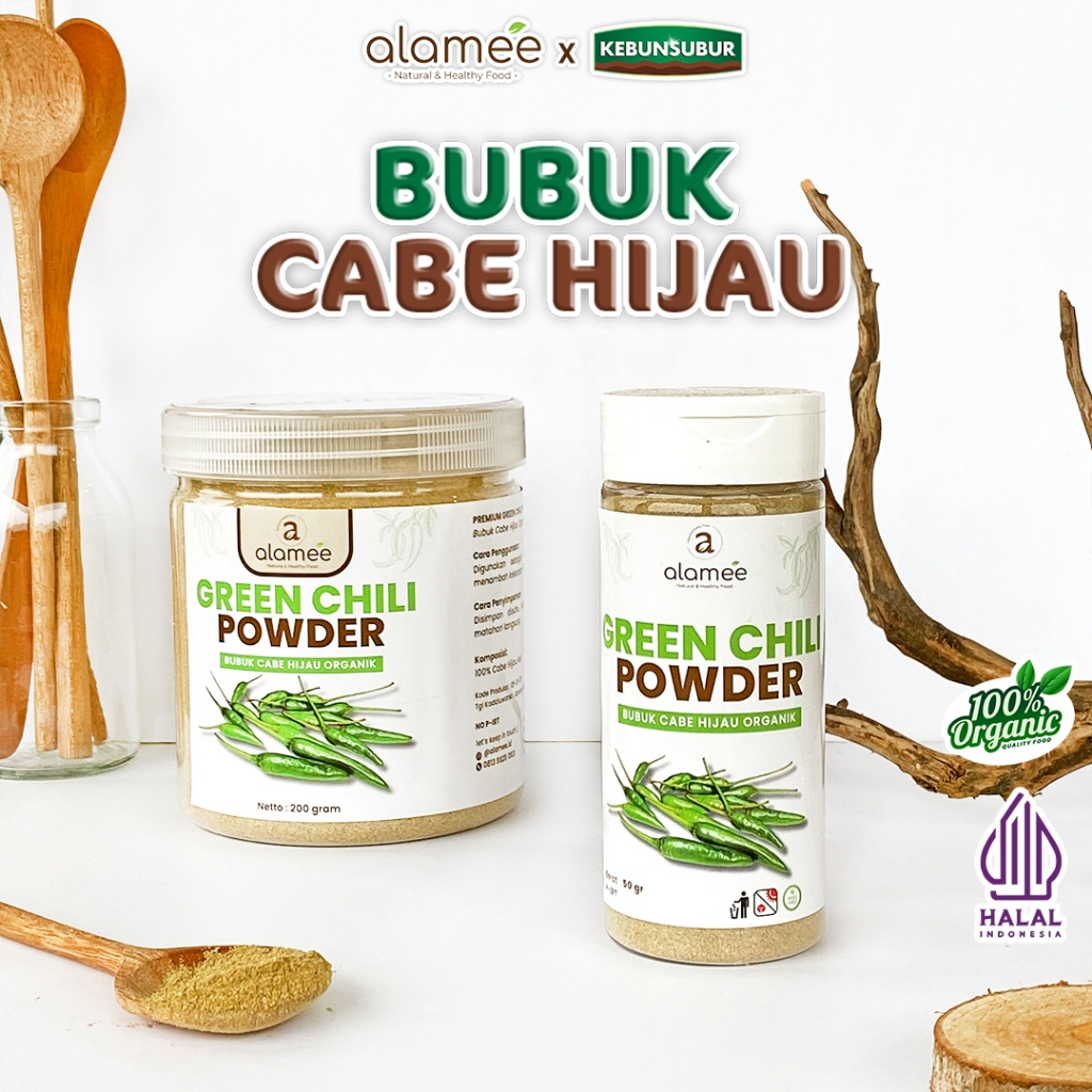 

ALAMEE Bubuk Cabe Hijau Green Chili Seasoning Powder Bumbu Masakan Dapur Murni Tampa Campuran 200gr kebunsubur