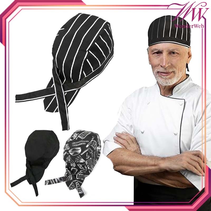 Topi Chef Pria Wanita Topi Kitchen Hitam Topi Cheff Adjustable Topi Koki Chef Topi Masak