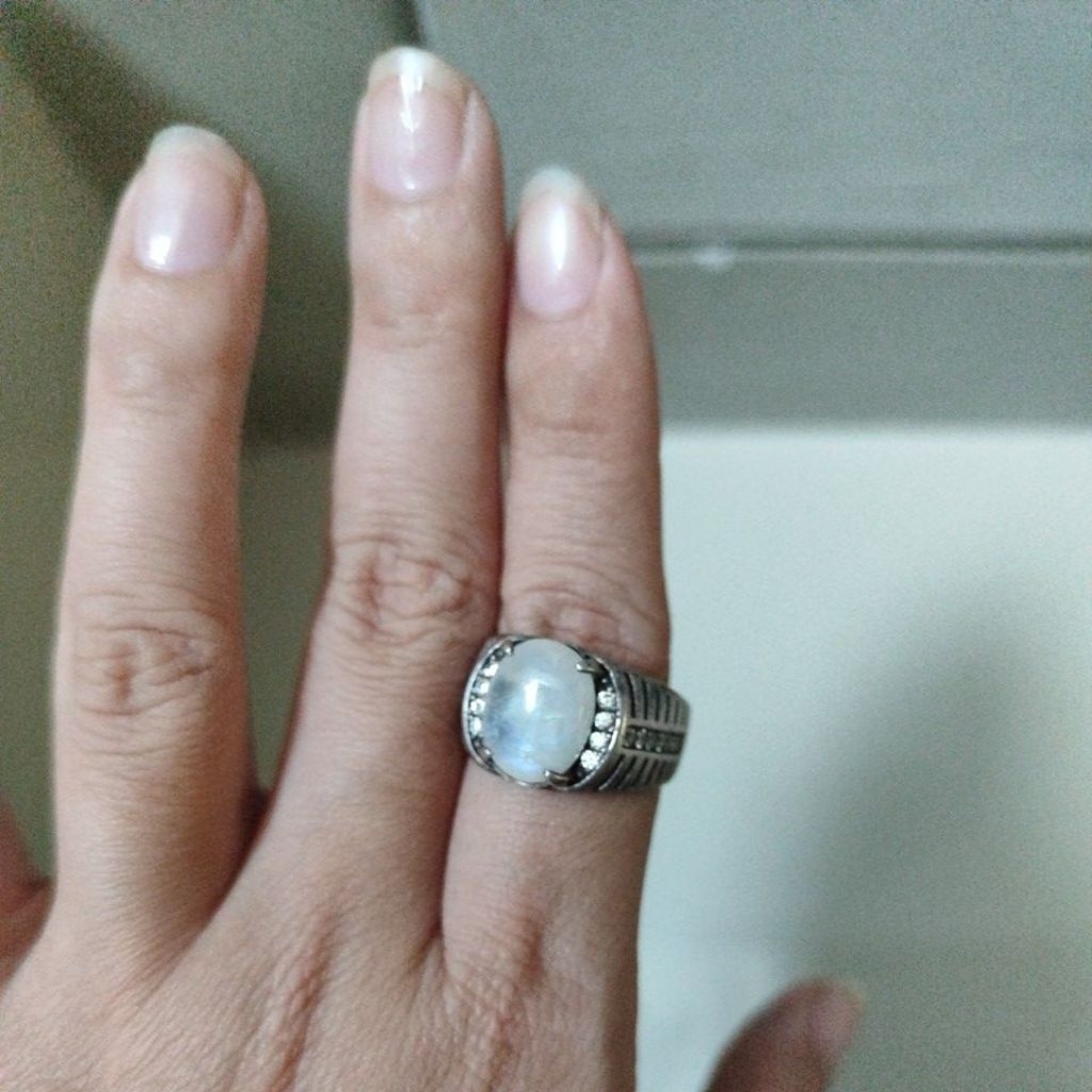 cincin pria perak silver batu opal kalimayan original