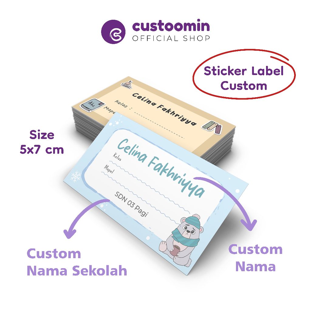 

Sticker Sampul Nama Anak Custom #Tema Kartun - Label Sampul Nama Anak - Label Aesthetic | Custoomin