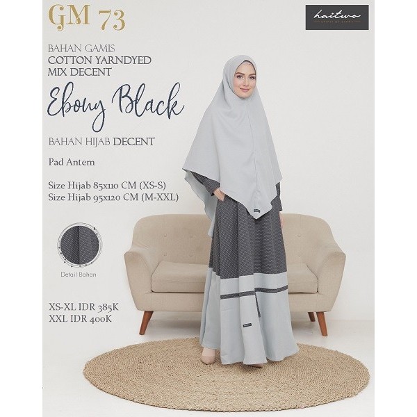 GAMIS SET SYARI HAIHAI HAITWO GM 073 73 GAMIS EKSKLUSIVE SET SYARI HIJAB PROMO CUCI GUDANG WARNA EBO