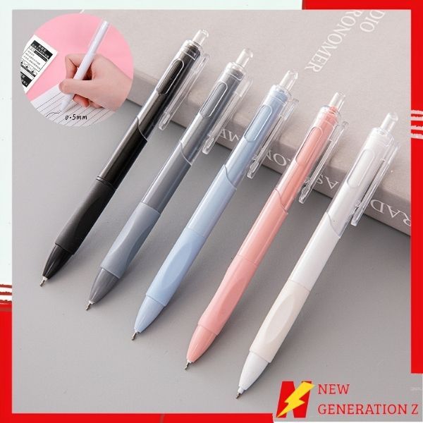 

NGZ Pulpen Gel Retractable 0.5mm Pena Cetekan Warna Polos Tinta Hitam Pena Aesthetic Cepat Kering Pen Tinta Gel Mekanik Ujung Lancip Bolpoin Cetek Alat Tulis Kantor Cute Ballpoint School Stationery ATK Murah