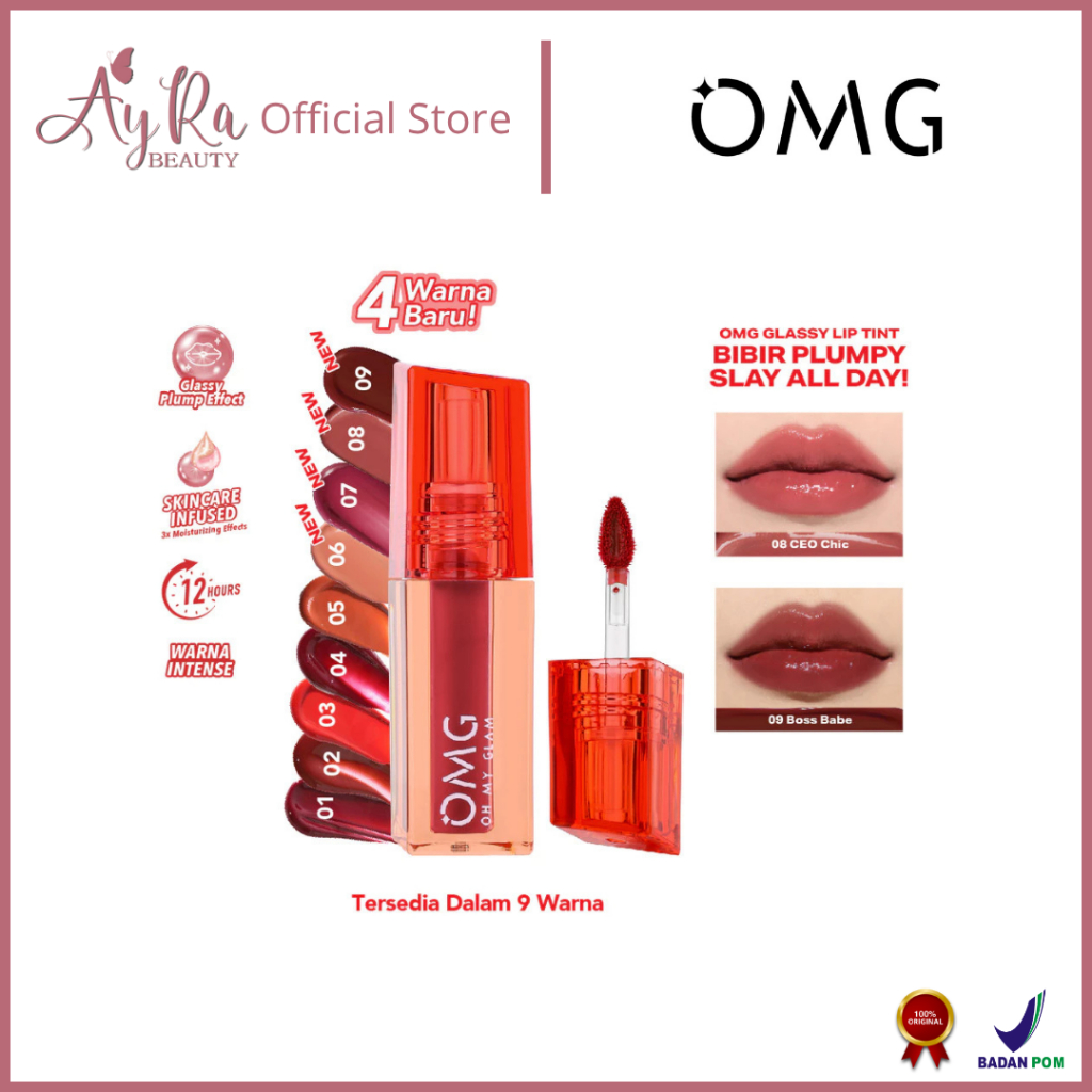 AyRa Beauty - [NEW SHADE] OMG OH MY GLAM Glassy Lip Tint 2g - Lip Tint Warna Intense Tahan 12 Jam, S