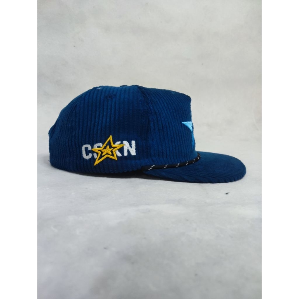topi ropehat bahan full korduroy bintang4 biru topi skena