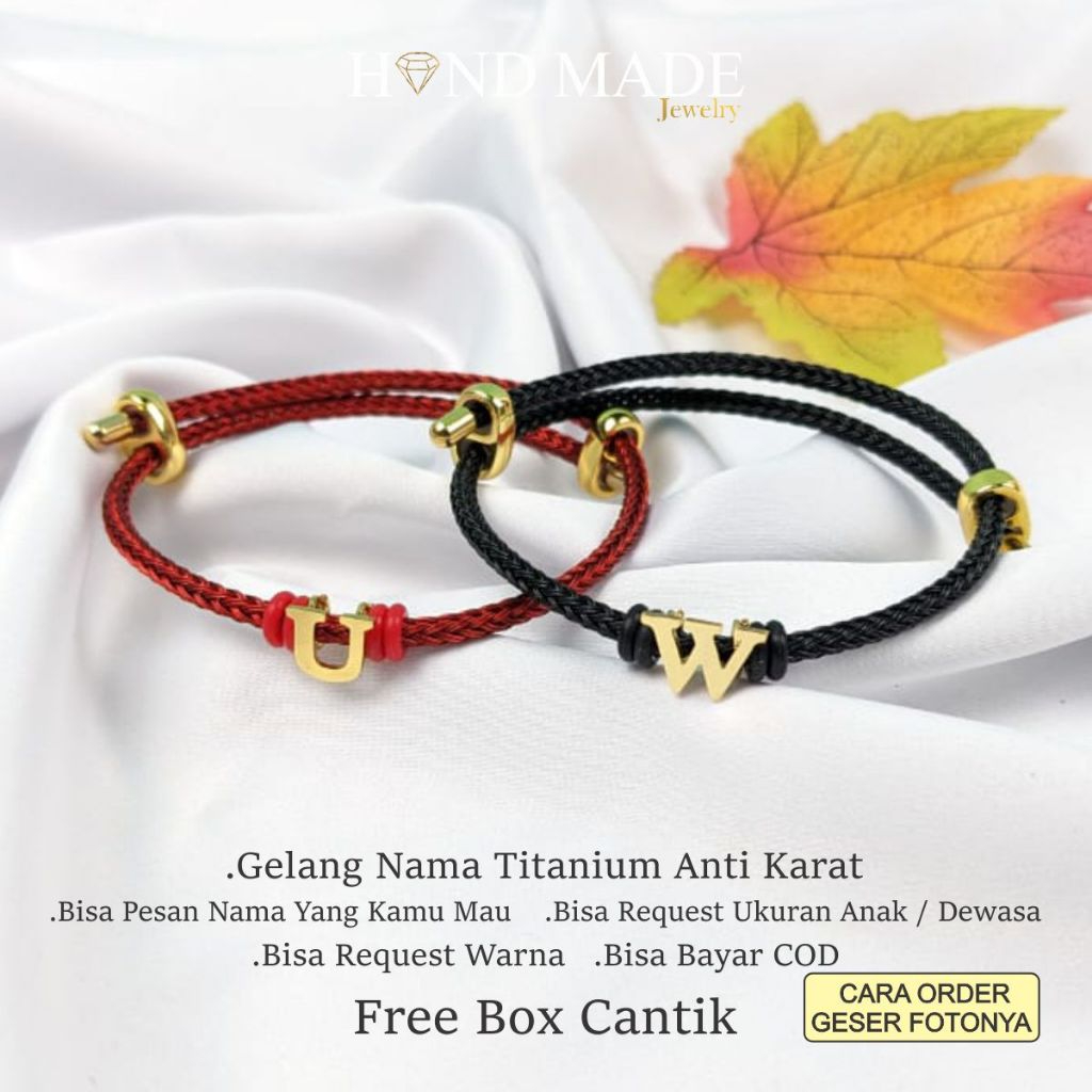 gelang nama titanium anti karat anak dewasa gelang titanium wanita anti karat emas gelang tali gelan