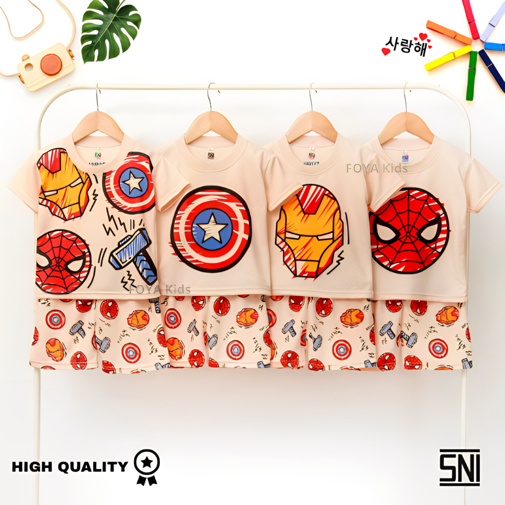 FOYA Kids - Setelan Baju Anak Premium usia 1- 6 Thn/Setelan baju tidur/Setelan Anak Celana Pendek/Se