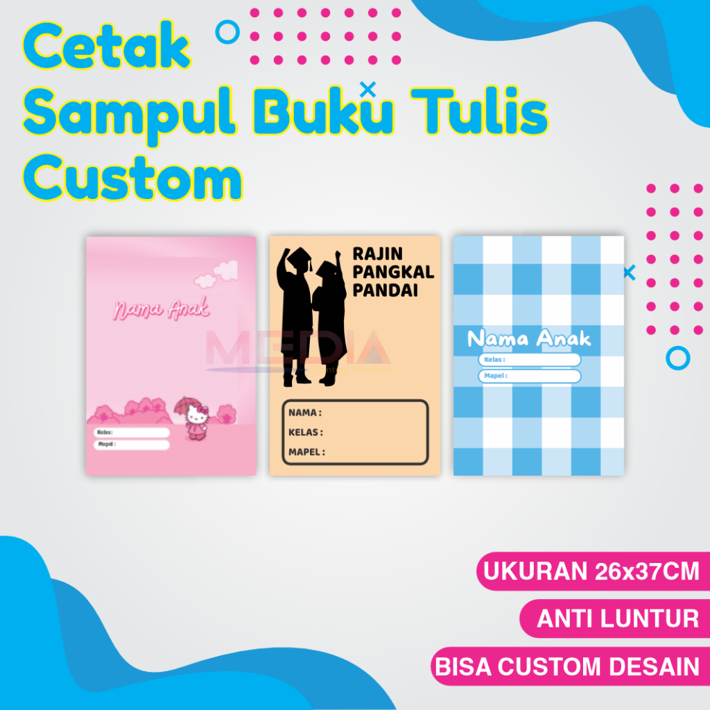

(Isi 10pcs) Sampul Cover Buku Tulis Custom Nama Foto Anak Ukuran Standart Sidu Kwarto 26x37cm