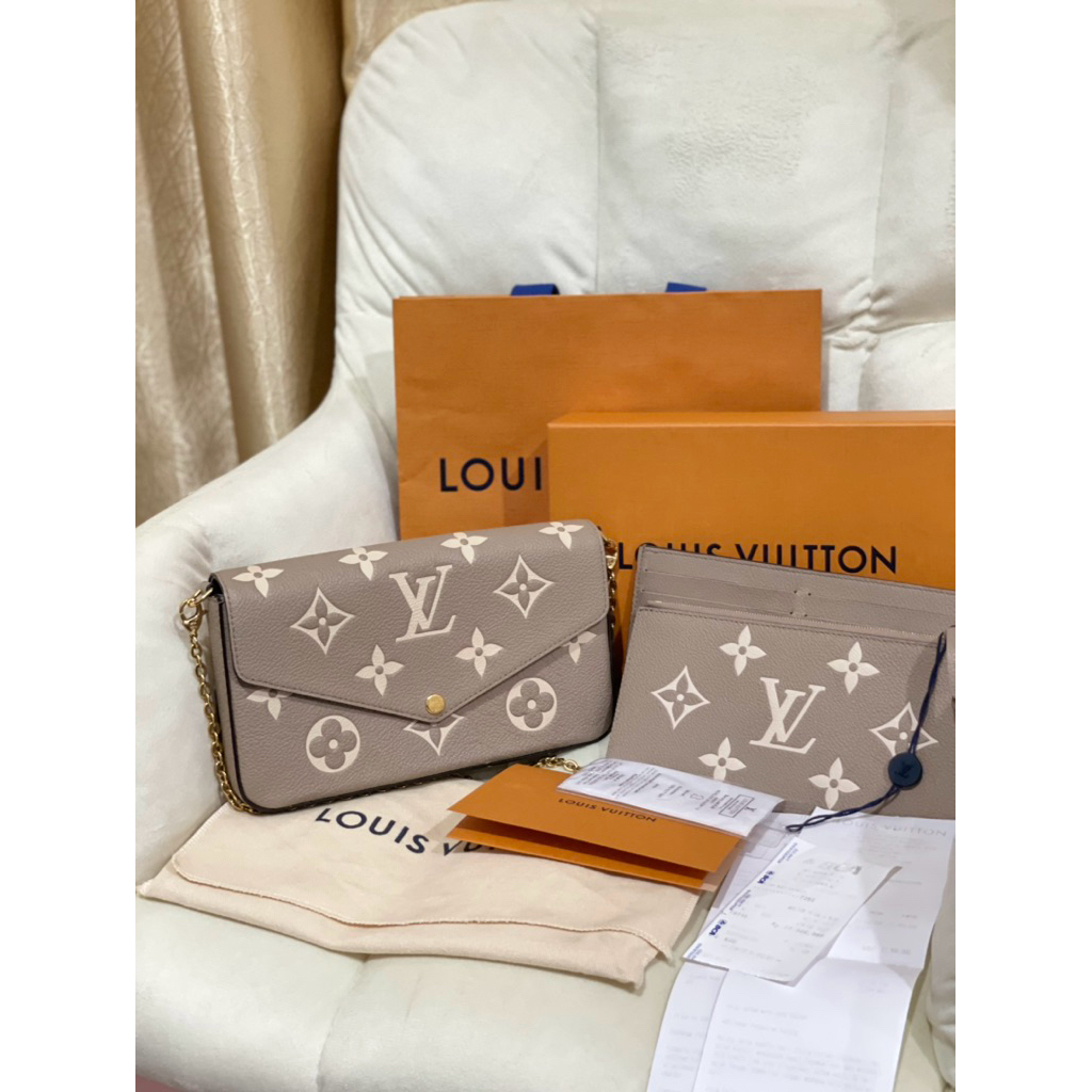 Preloved LV PI - Louis Vuitton Felicie GM Monogram Empreinte Tourterelle Creme GHW 2023