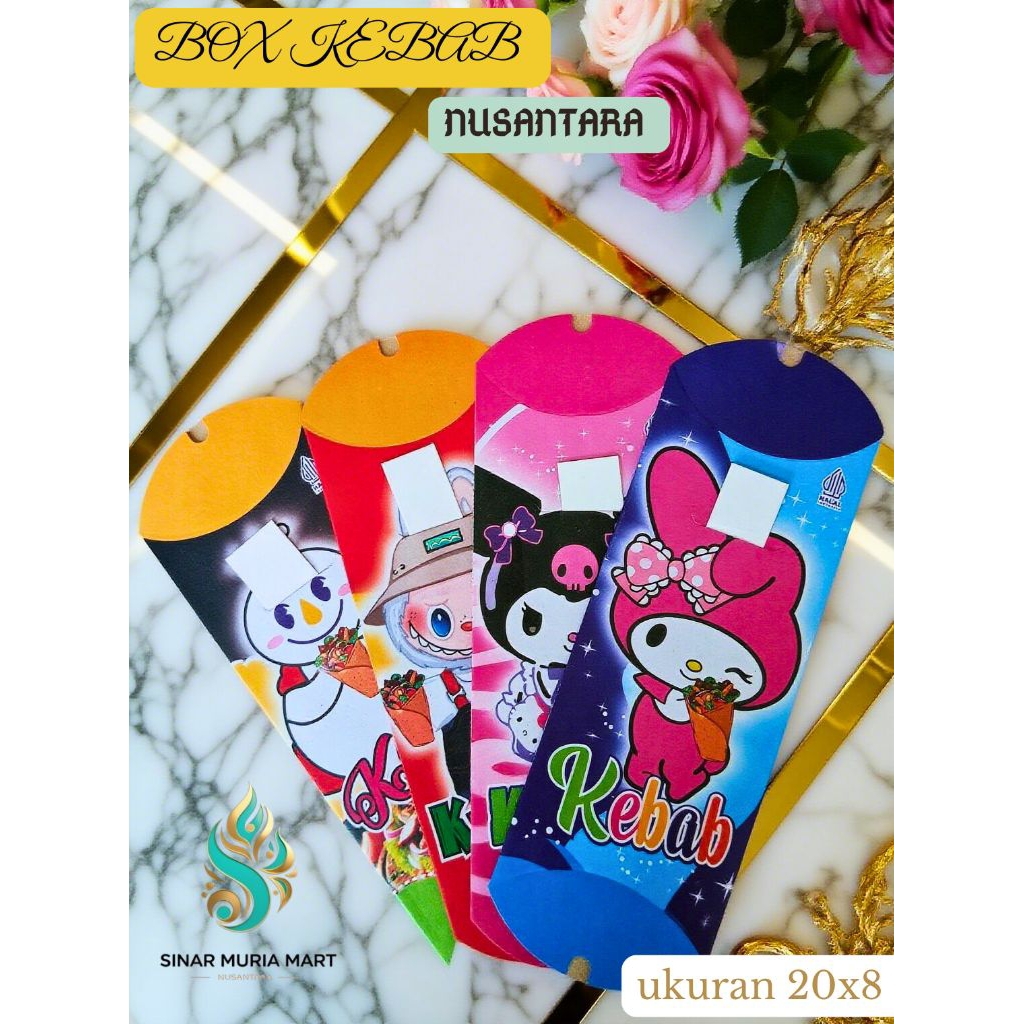 

Box kantong kebab mini full color isi 100 pcs, tempat kebab mini, kemasan kebab